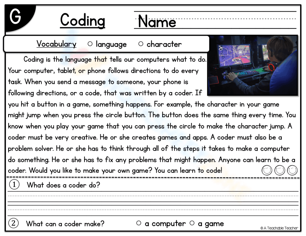 Introduction to Coding Worksheet - Page 1