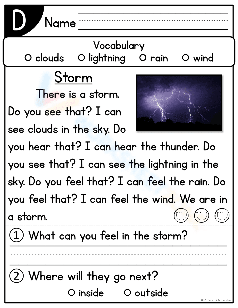 Learning About Weather: Storm Worksheet - Page 1