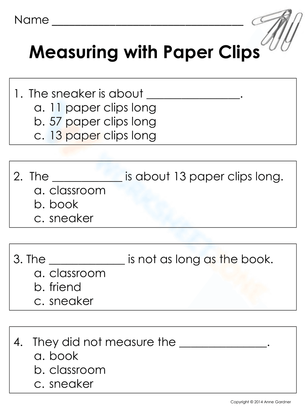 Measuring with Paper Clips: Introduction to Measurement - Page 1