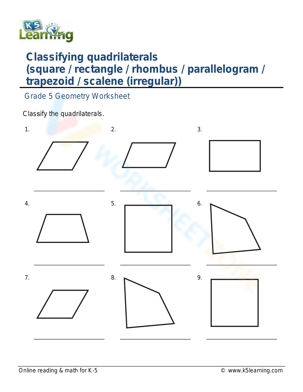 Organize Quadrilaterals: Geometric Arrangement - Page 1