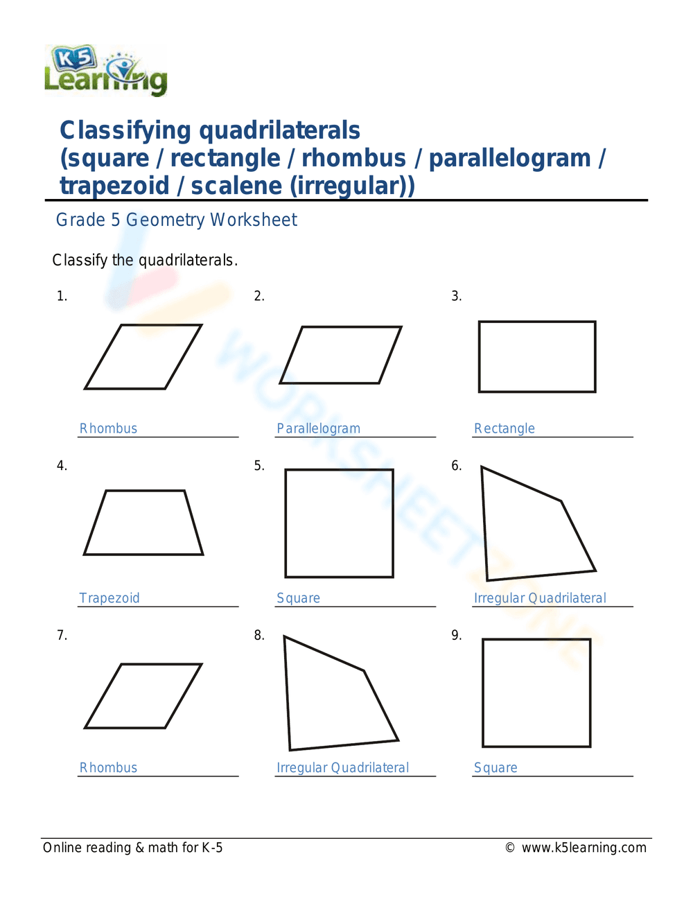 Organize Quadrilaterals: Geometric Arrangement - Page 2
