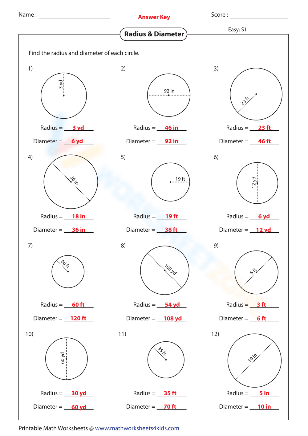 Radius and Diameter: Circle Measurement Basics - Page 2