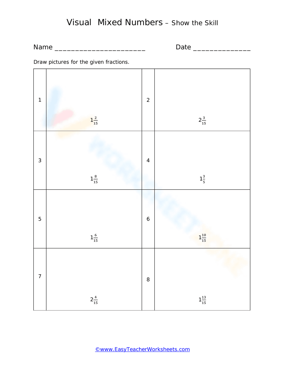 Visual Mixed Numbers Show The Skill - Page 1