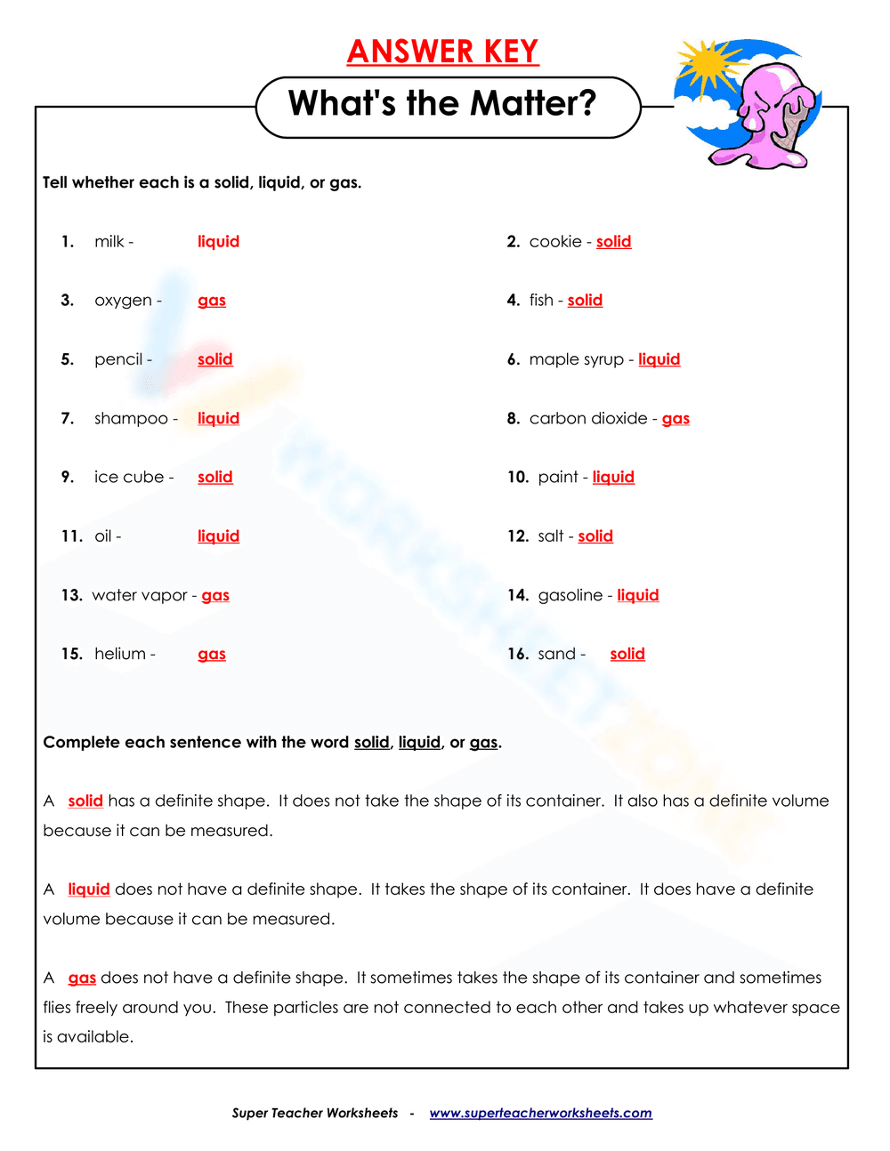 What's the Matter? Worksheet - Page 2