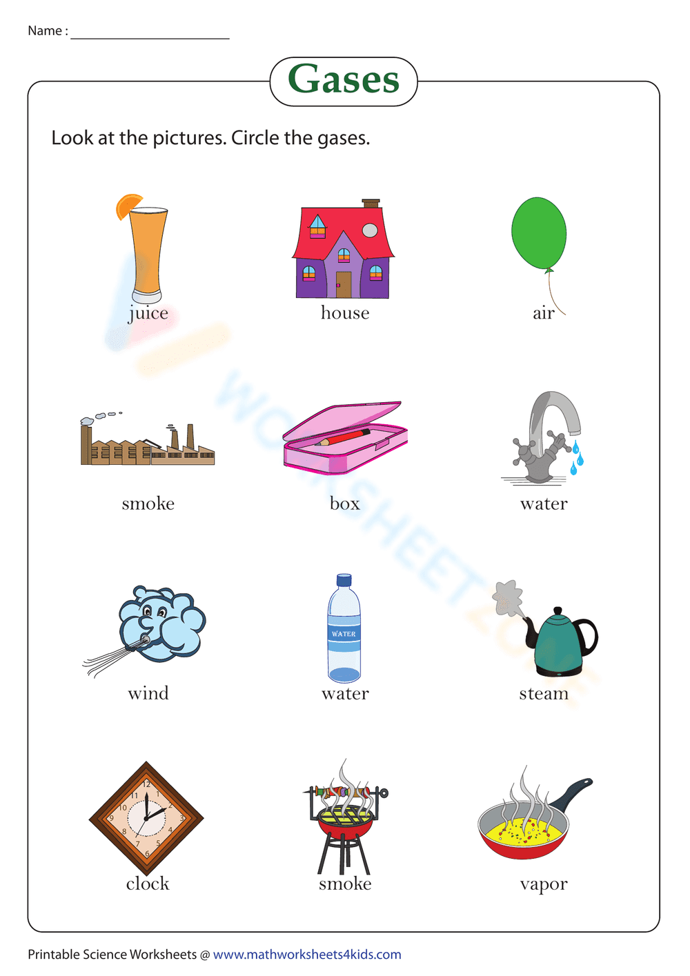 Understanding Gases Worksheet - Page 1