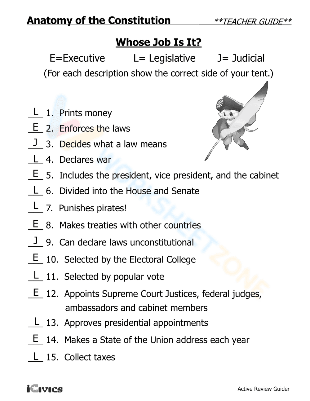 Anatomy of the Constitution: A Civics Worksheet - Page 3
