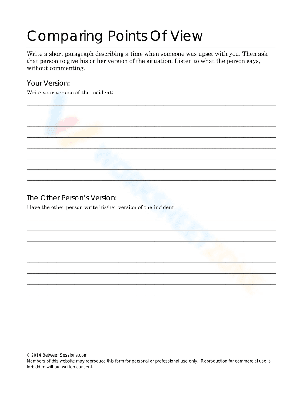 Comparing Points of View Analysis Worksheet - Page 1