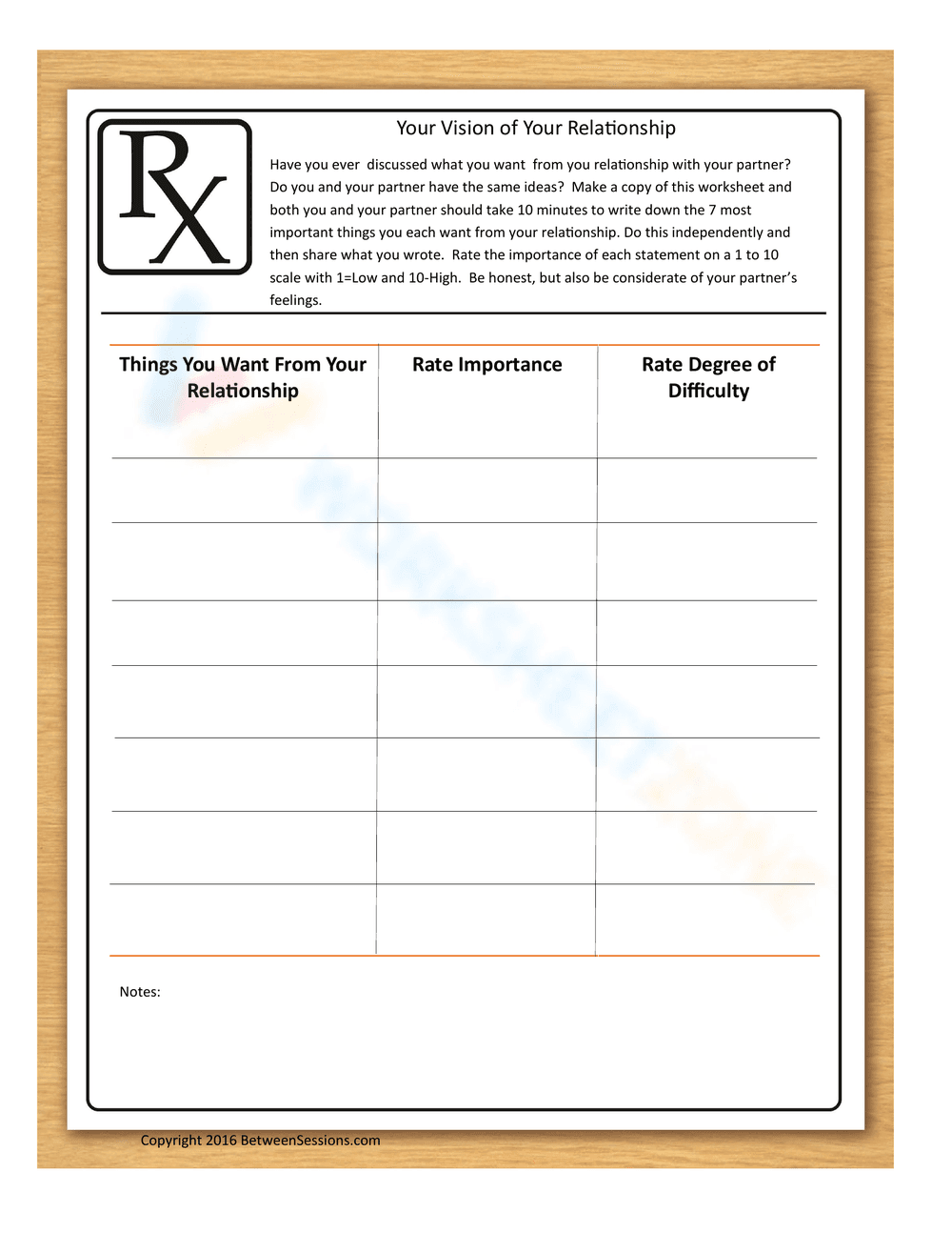 Your Vision of Your Relationship Worksheet - Page 1