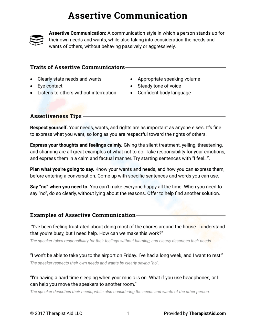 Understanding Assertive Communication Skills - Page 1