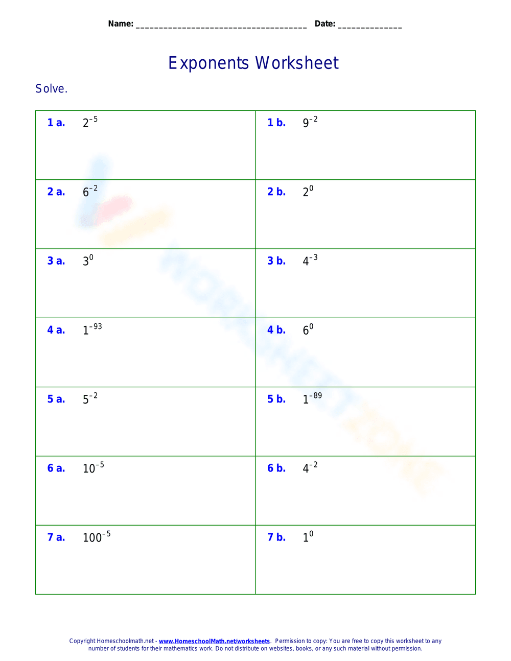 Master Negative Exponents with this Worksheet - Page 1