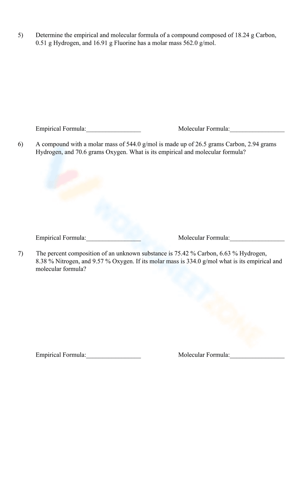 Solve Empirical Molecular Formula with this Practice Sheet - Page 2