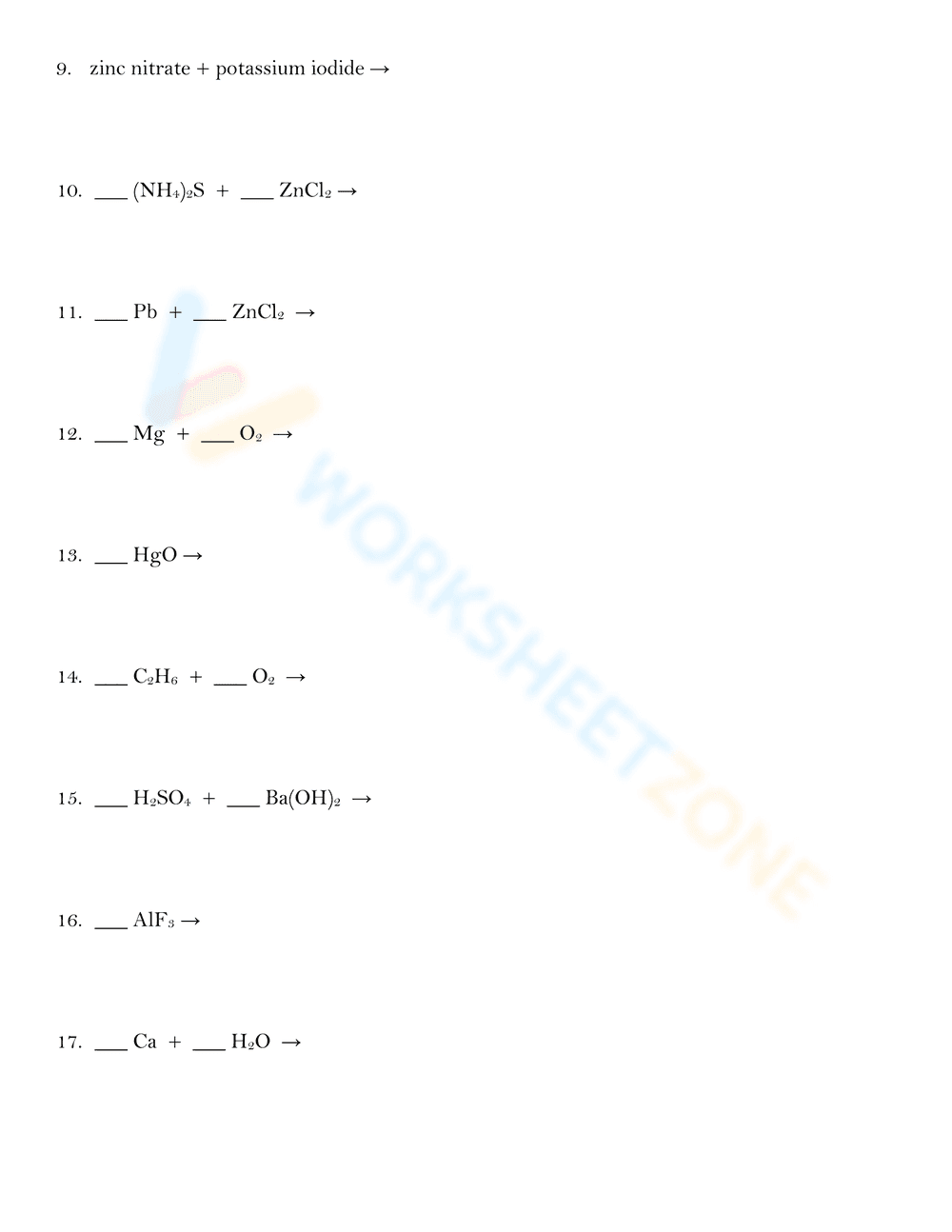Predict Products of Chemical Reactions Worksheet - Page 2