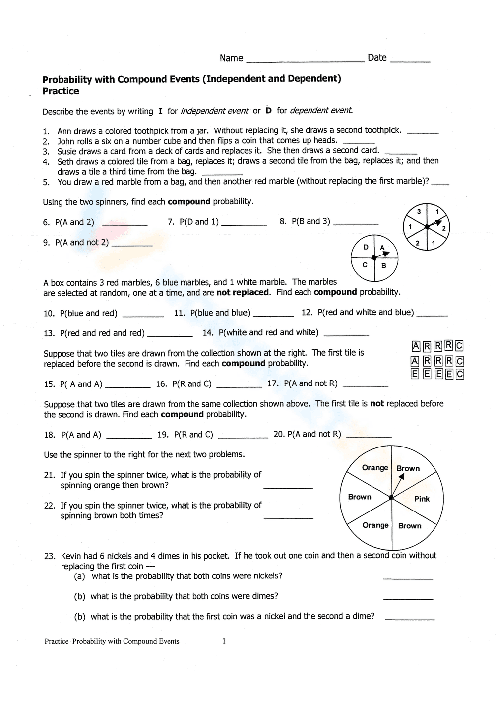 Master Compound Probability with this Worksheet - Page 1