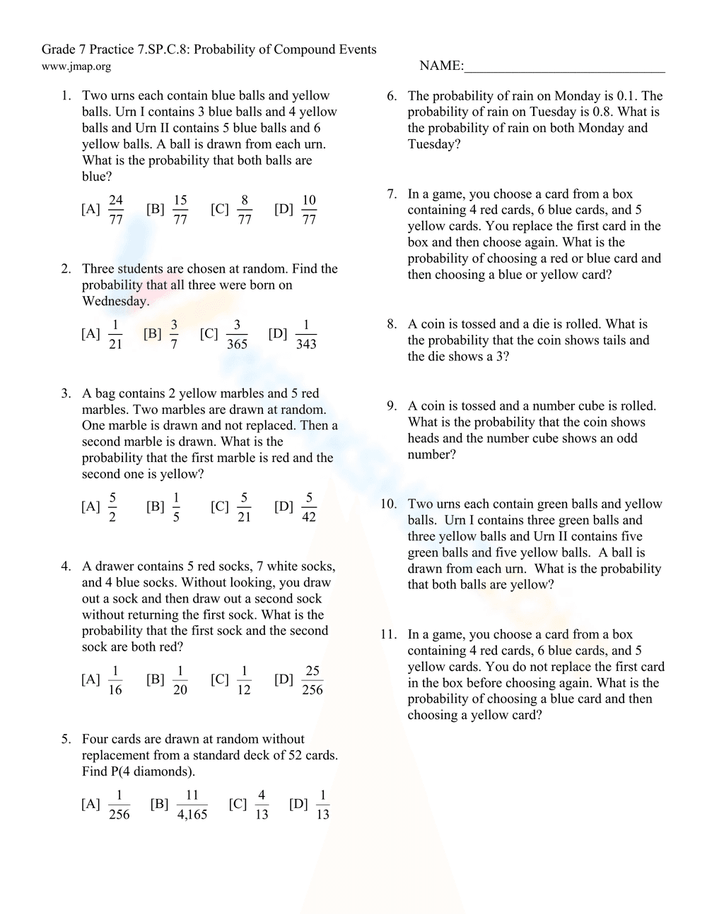 Probability of Compound Events - Page 1