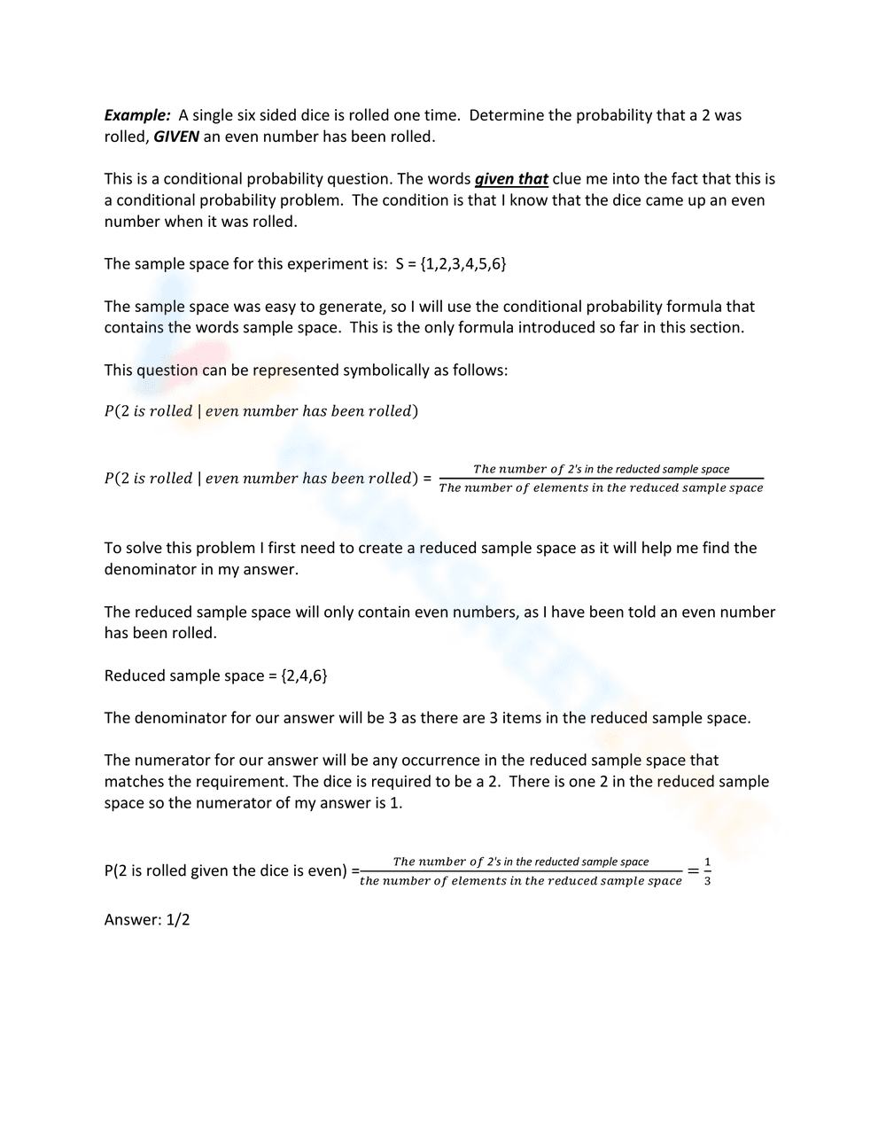 Advanced Conditional Probability Worksheet - Page 1