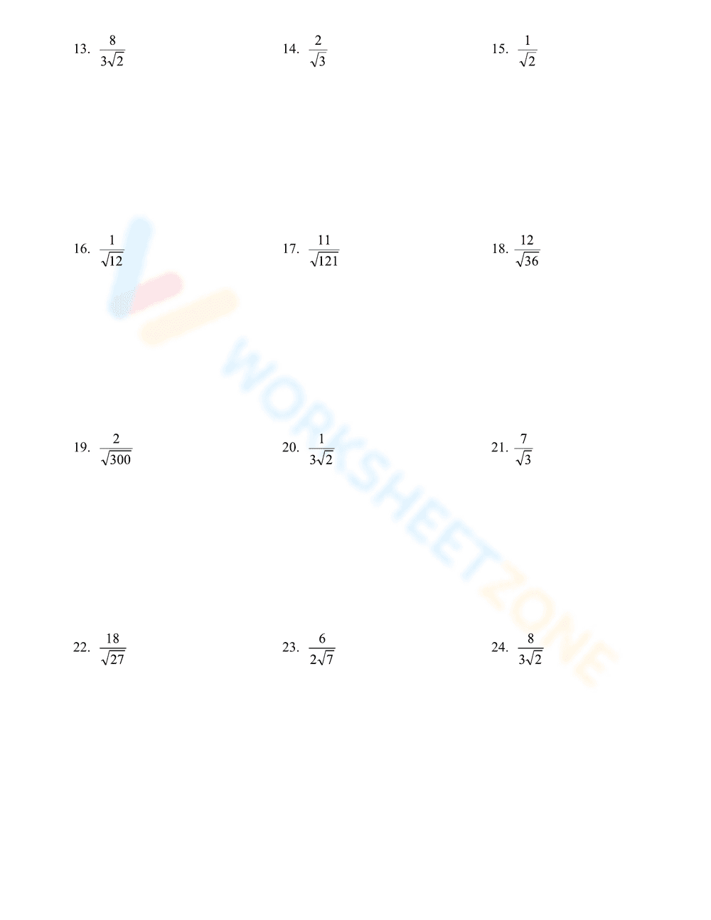Rationalizing Denominators Worksheet - Page 2
