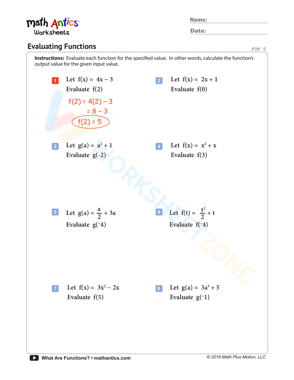 Comprehensive Function Tables Worksheet - Page 5