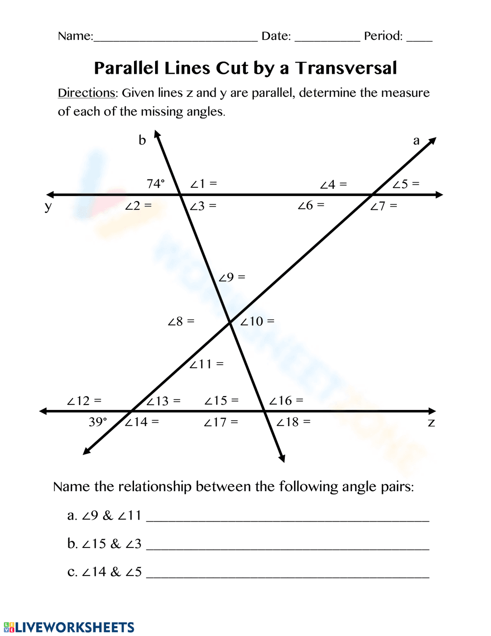 Parallel Lines Cut by a Transversal - Page 1
