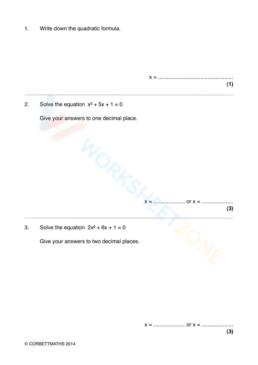 Quadratic Formula Practice - Page 2