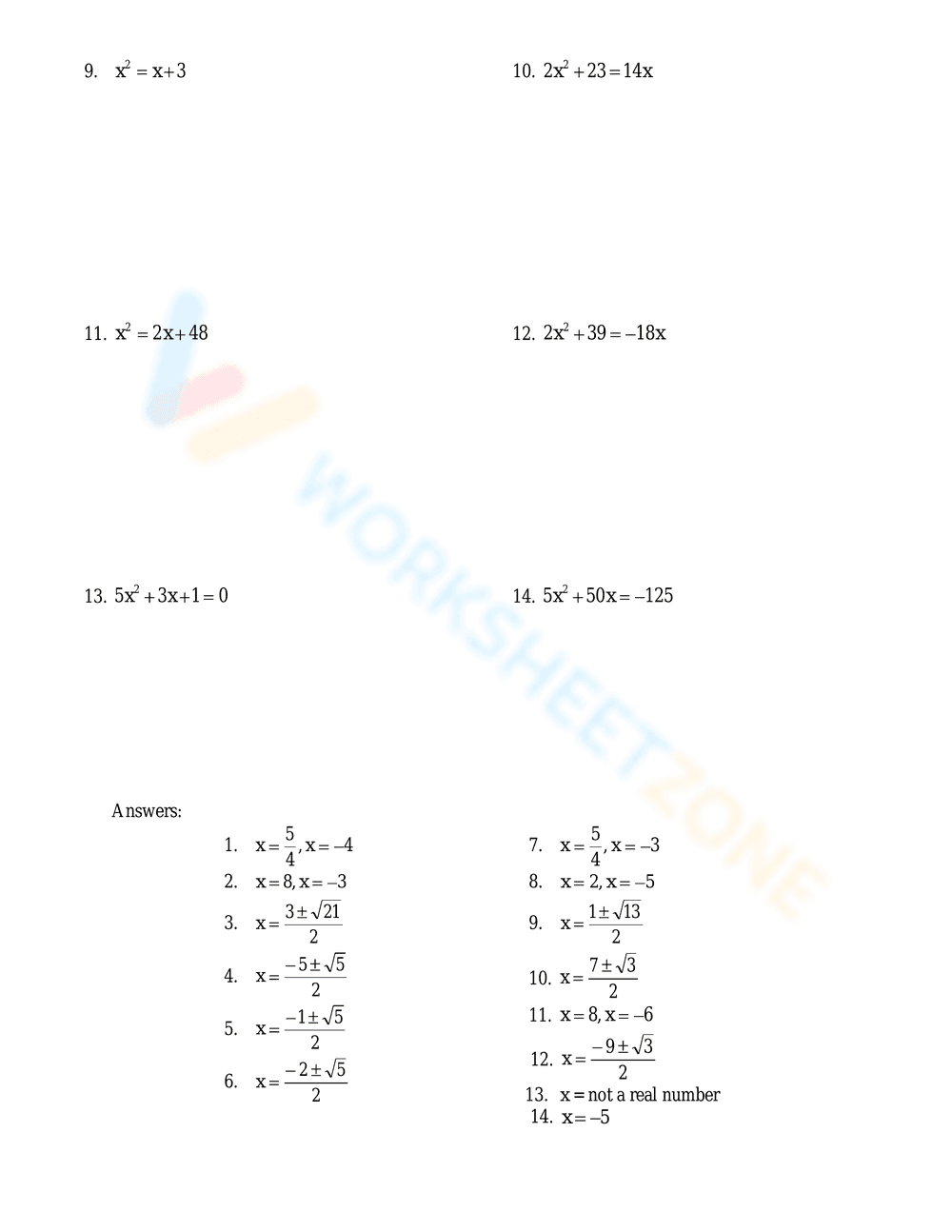 Solve with the Quadratic Formula - Page 2