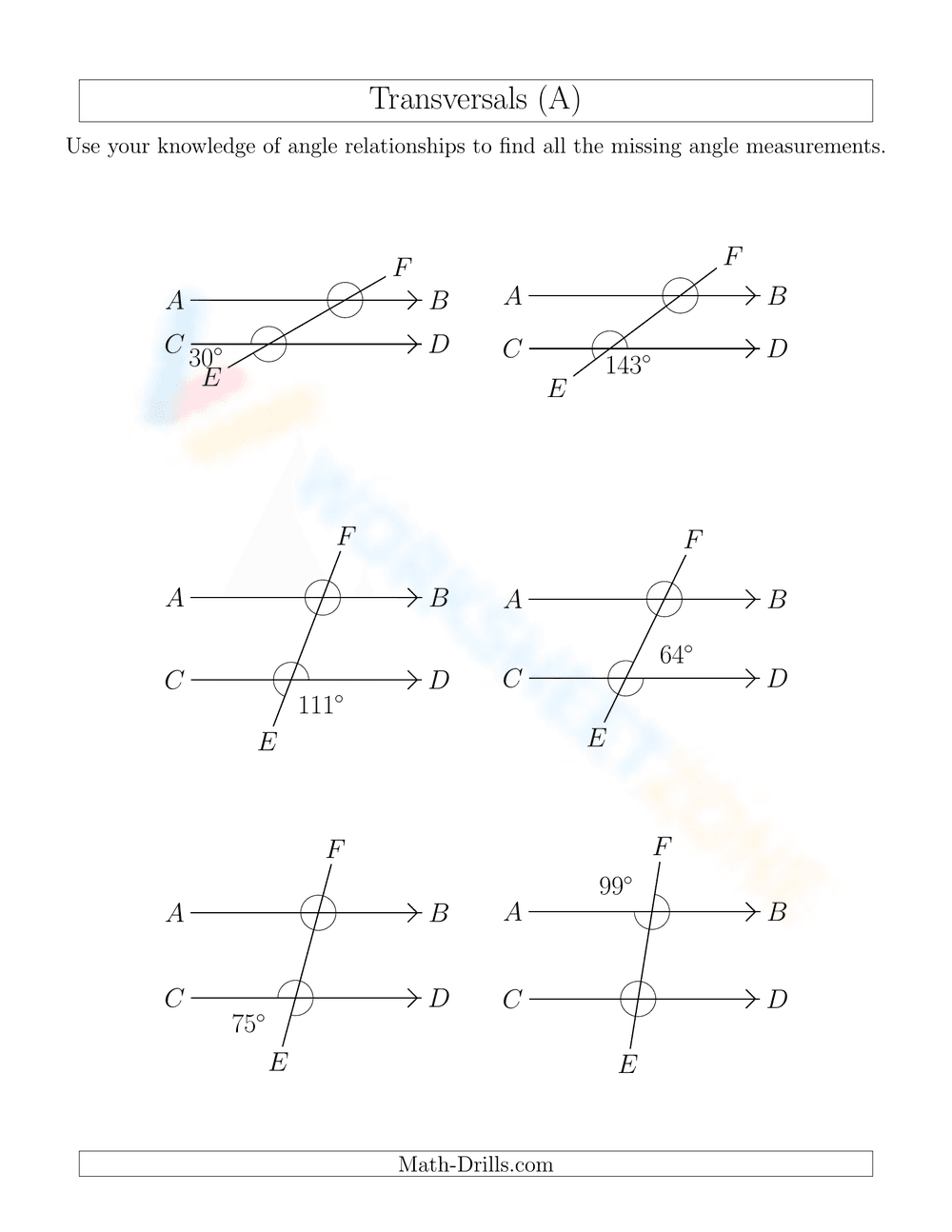 Practice with Transversals - Page 1