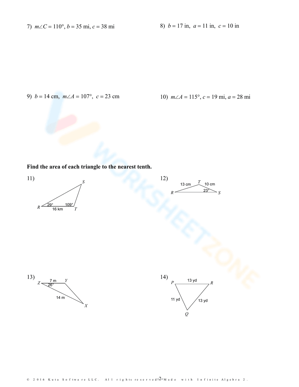 Law of Sines and Cosines Review - Page 2