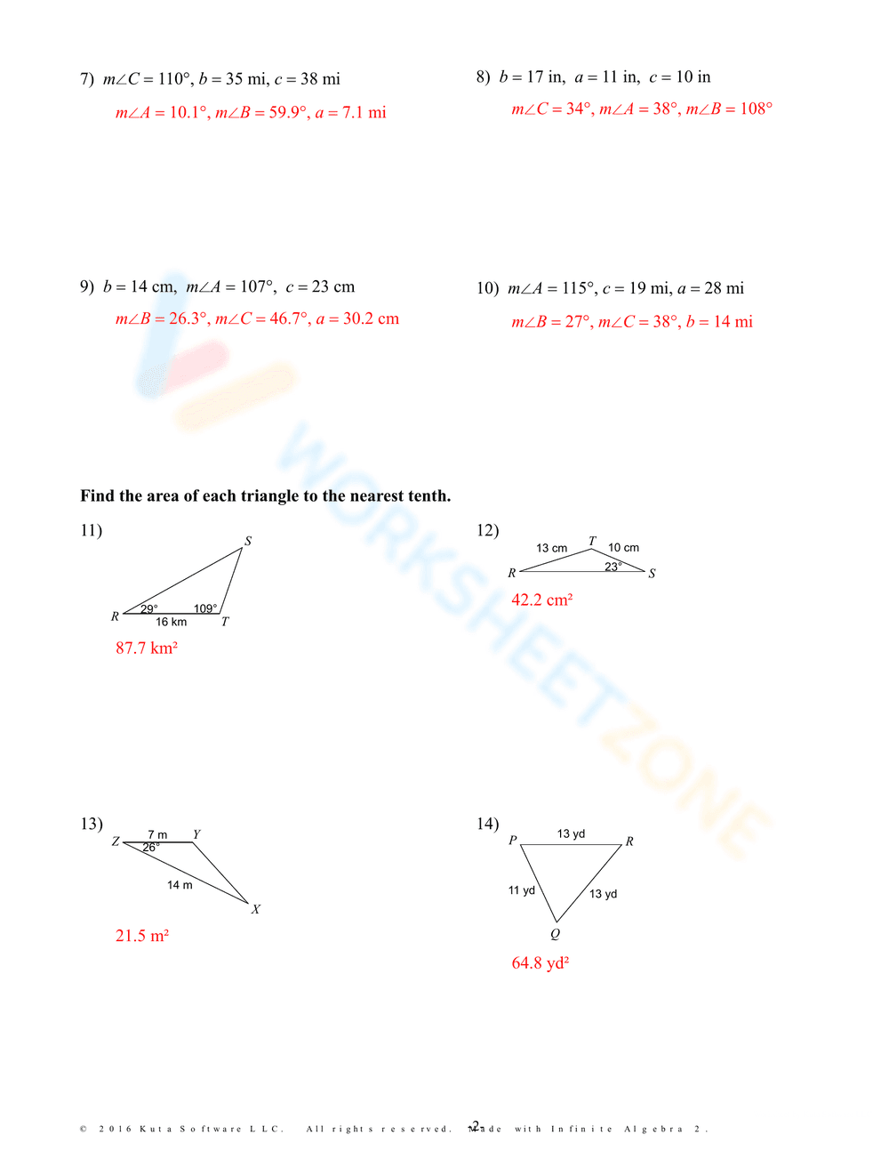 Law of Sines and Cosines Review - Page 4