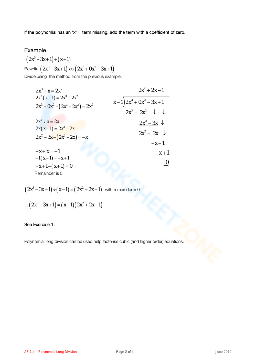 Master Polynomial Long Division - Page 2