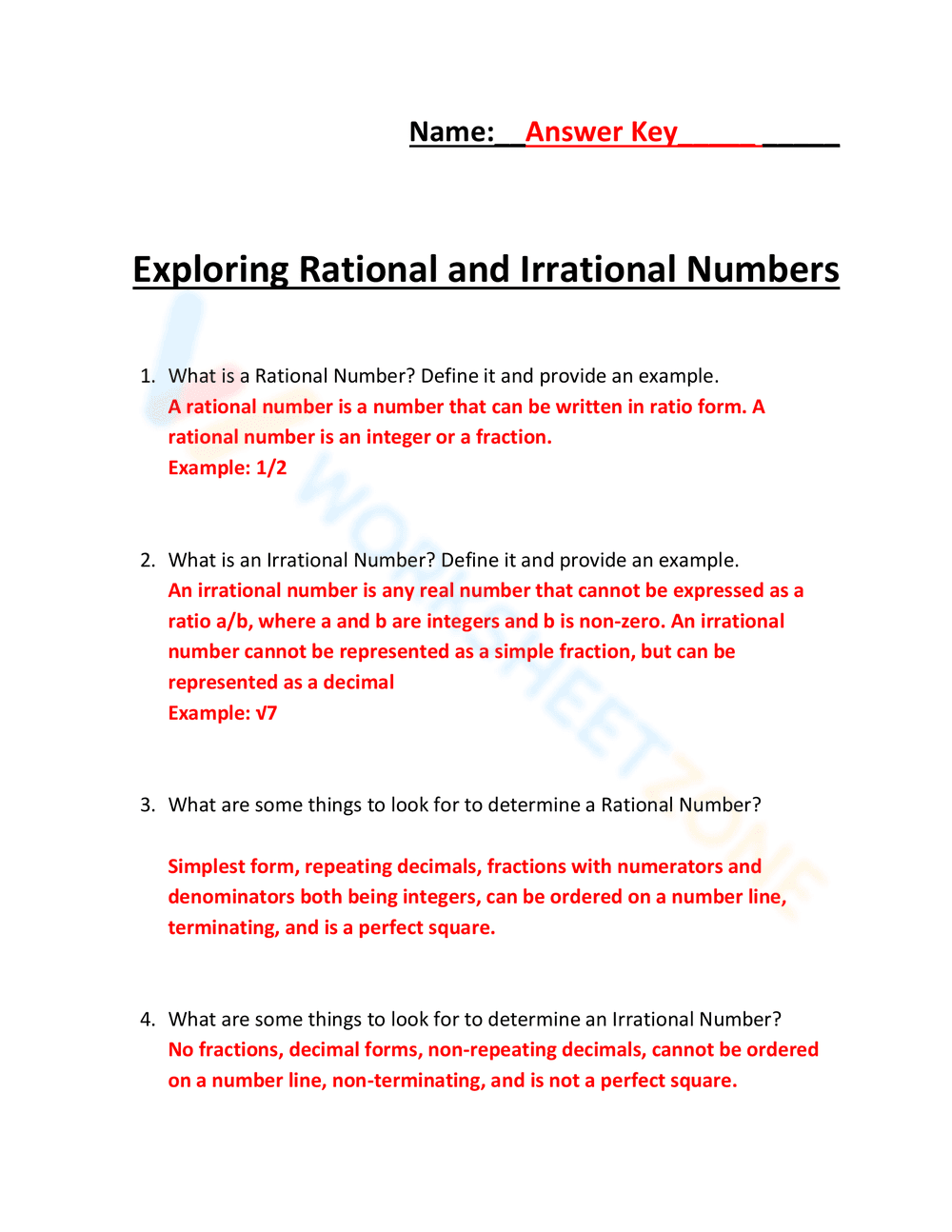 Exploring Rational and Irrational Numbers - Page 1