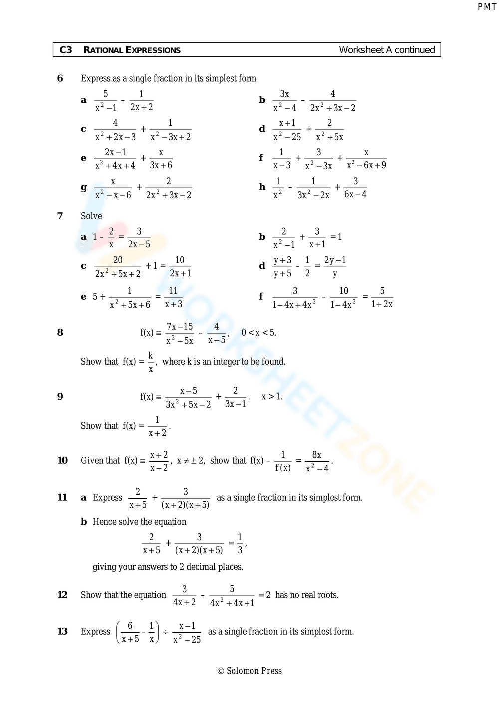 Rational Expressions Practice - Page 2