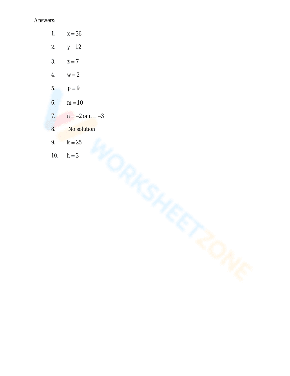 Solving Radical Equations Worksheet - Page 2