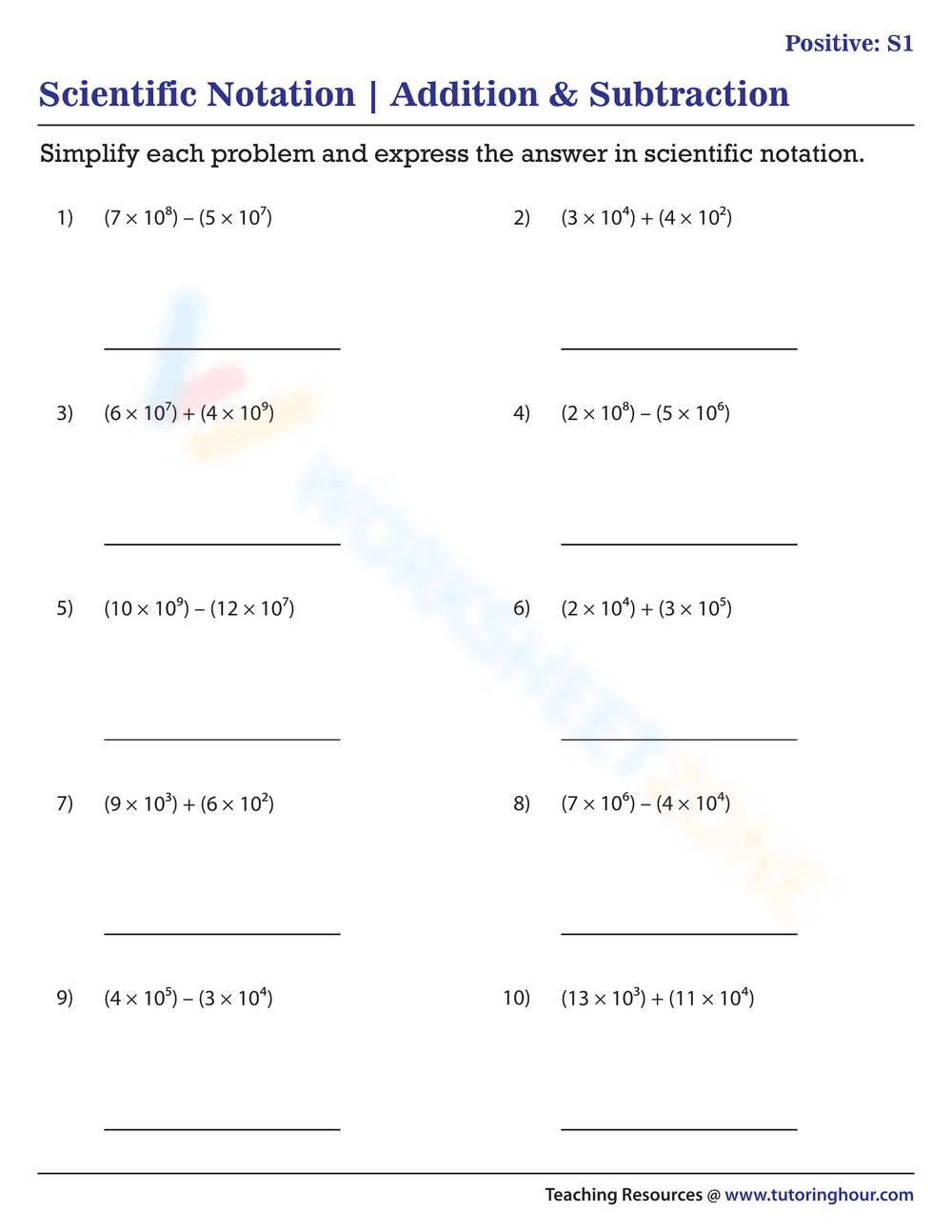 Addition & Subtraction - Page 1