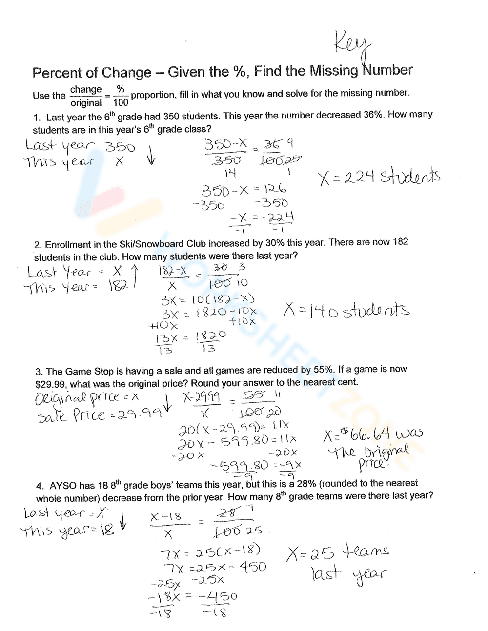 Calculate Percent Increase or Decrease Worksheet - Page 4
