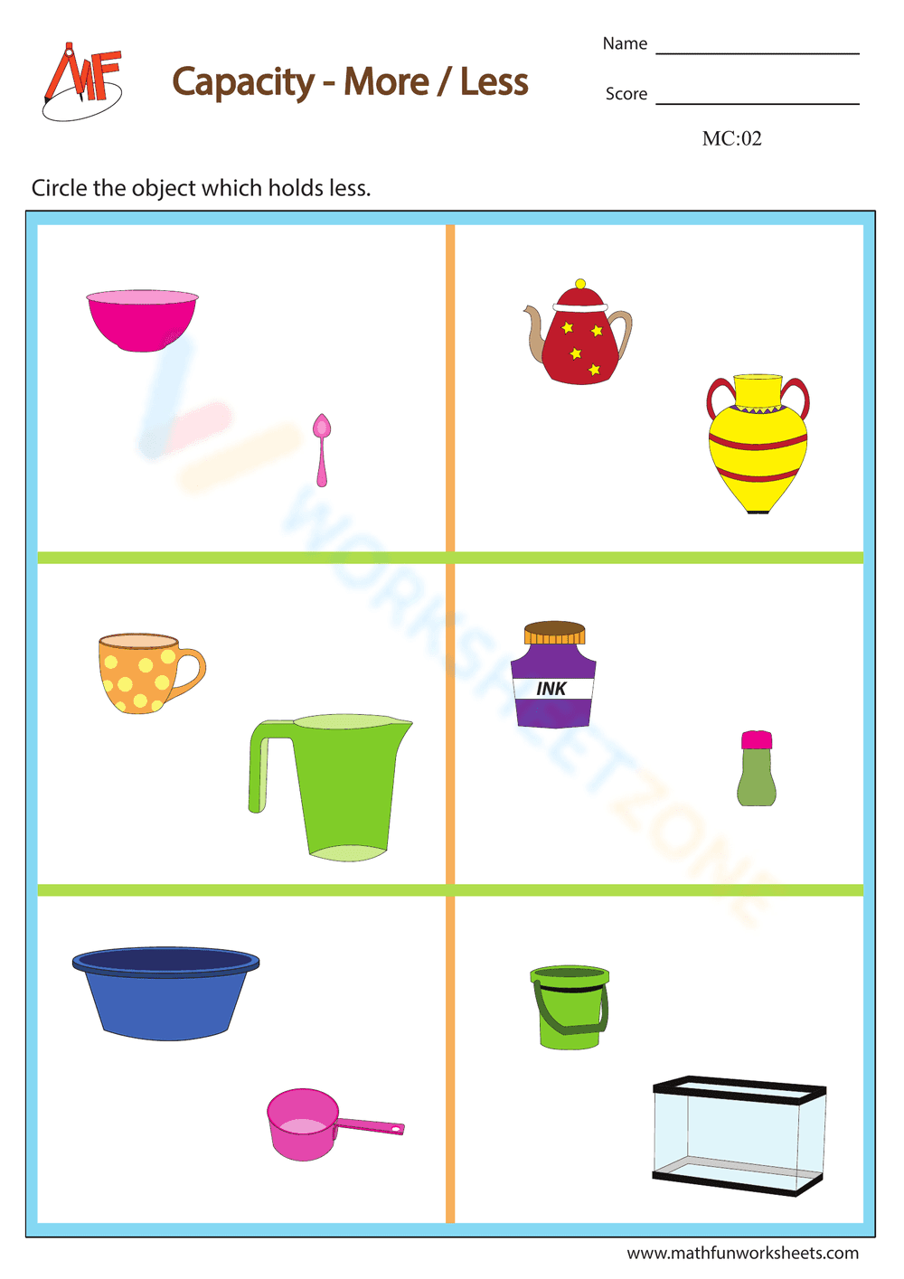 Measuring Liquid Volume Practice Worksheet - Page 1