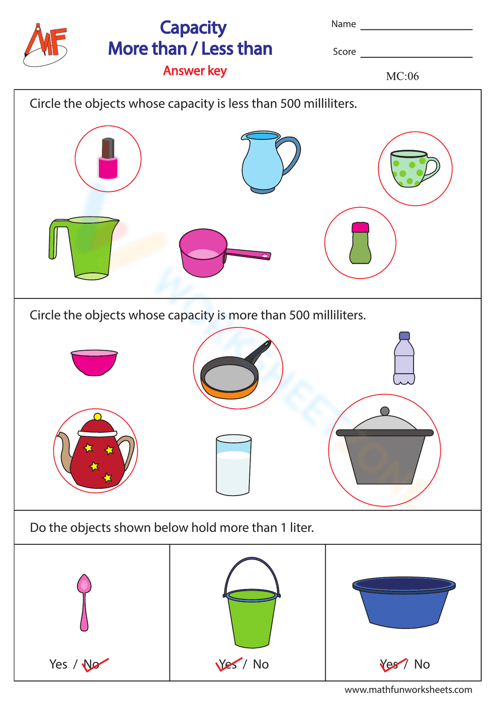 Measure: More Than and Less Than Worksheet - Page 2