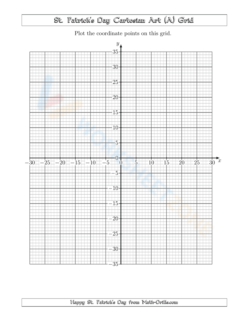 St. Patrick's Day Cartesian Art Worksheet - Page 2
