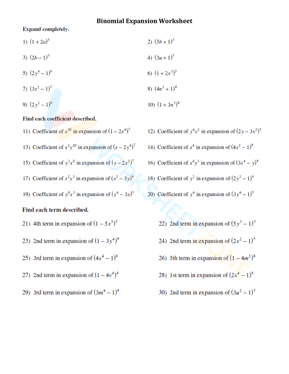 Master Binomial Expansion - Page 1