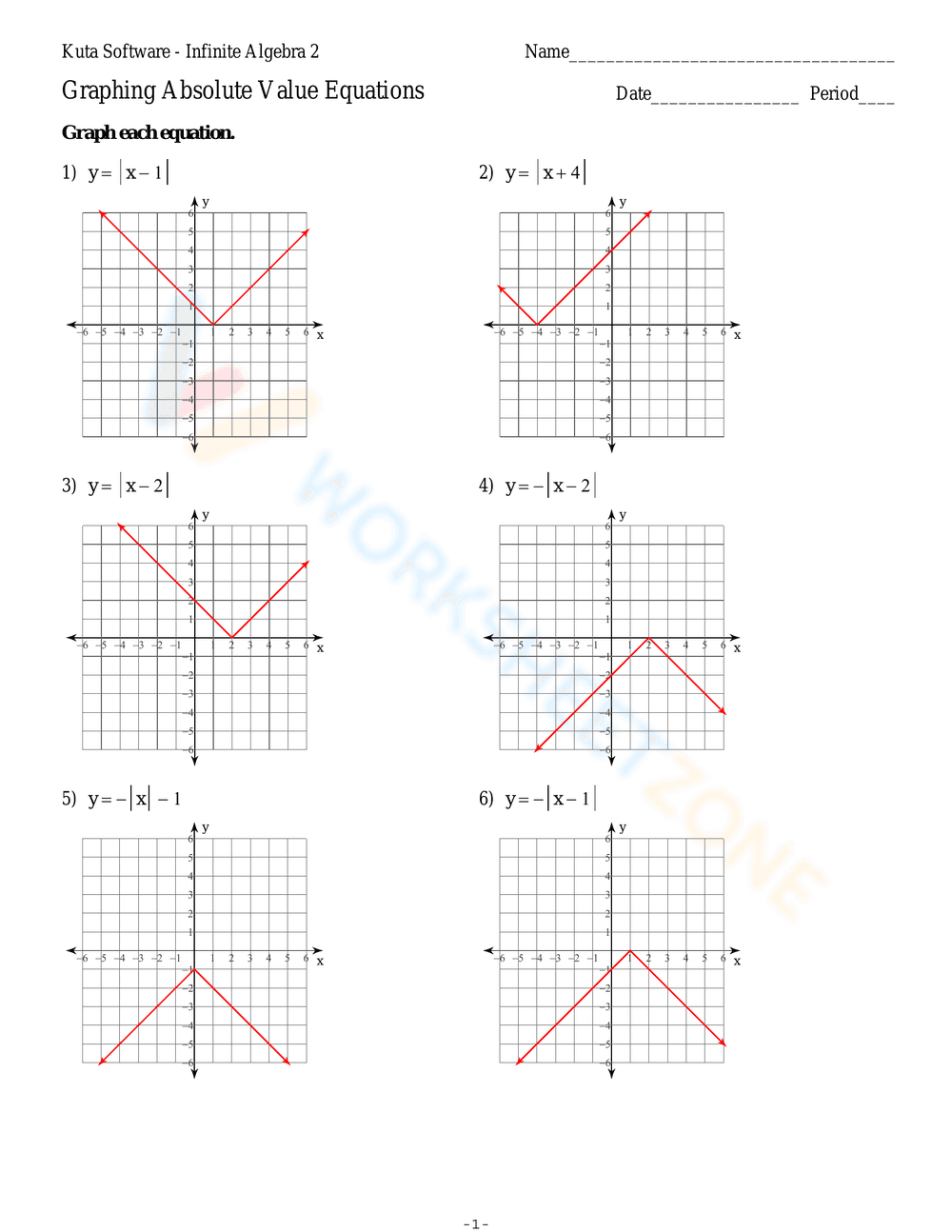 Graphing Absolute Value Equations - Page 3
