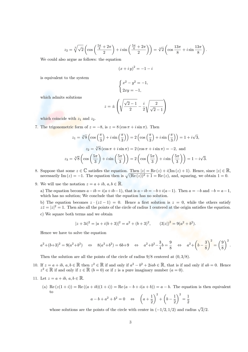 Complex Numbers Exercises with Solutions - Page 2