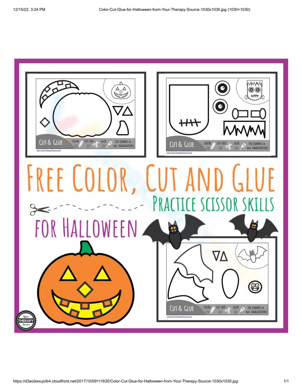 Halloween Cut and Paste Activity - Page 1