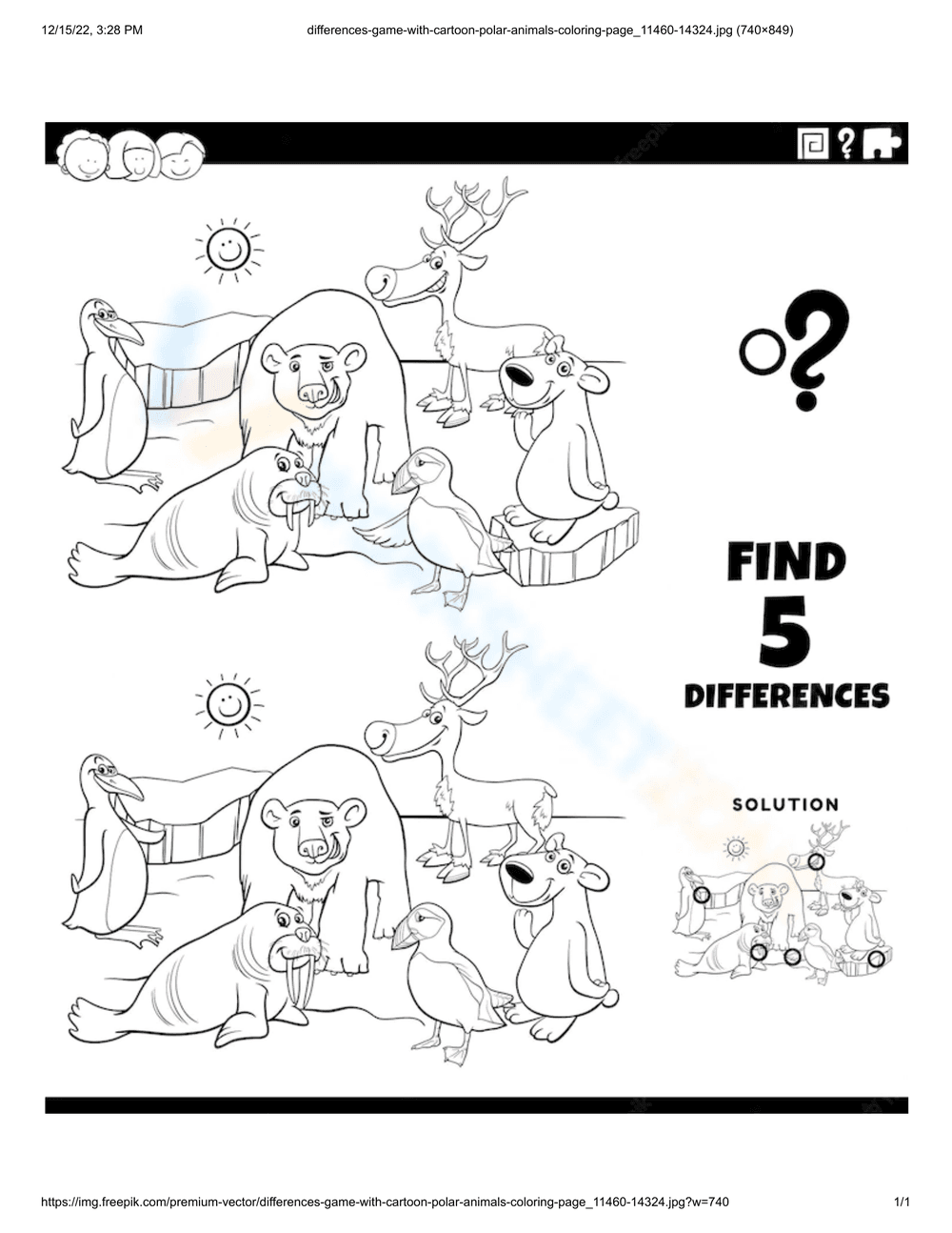 Animal Differences Spotting Worksheet - Page 1