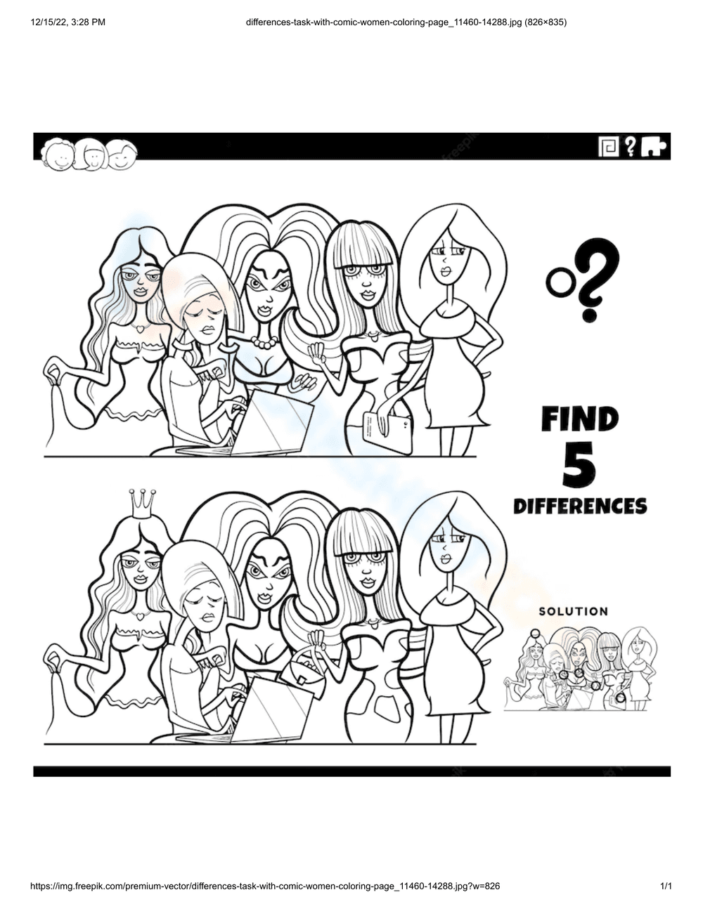 Spot the Girl Differences - Page 1