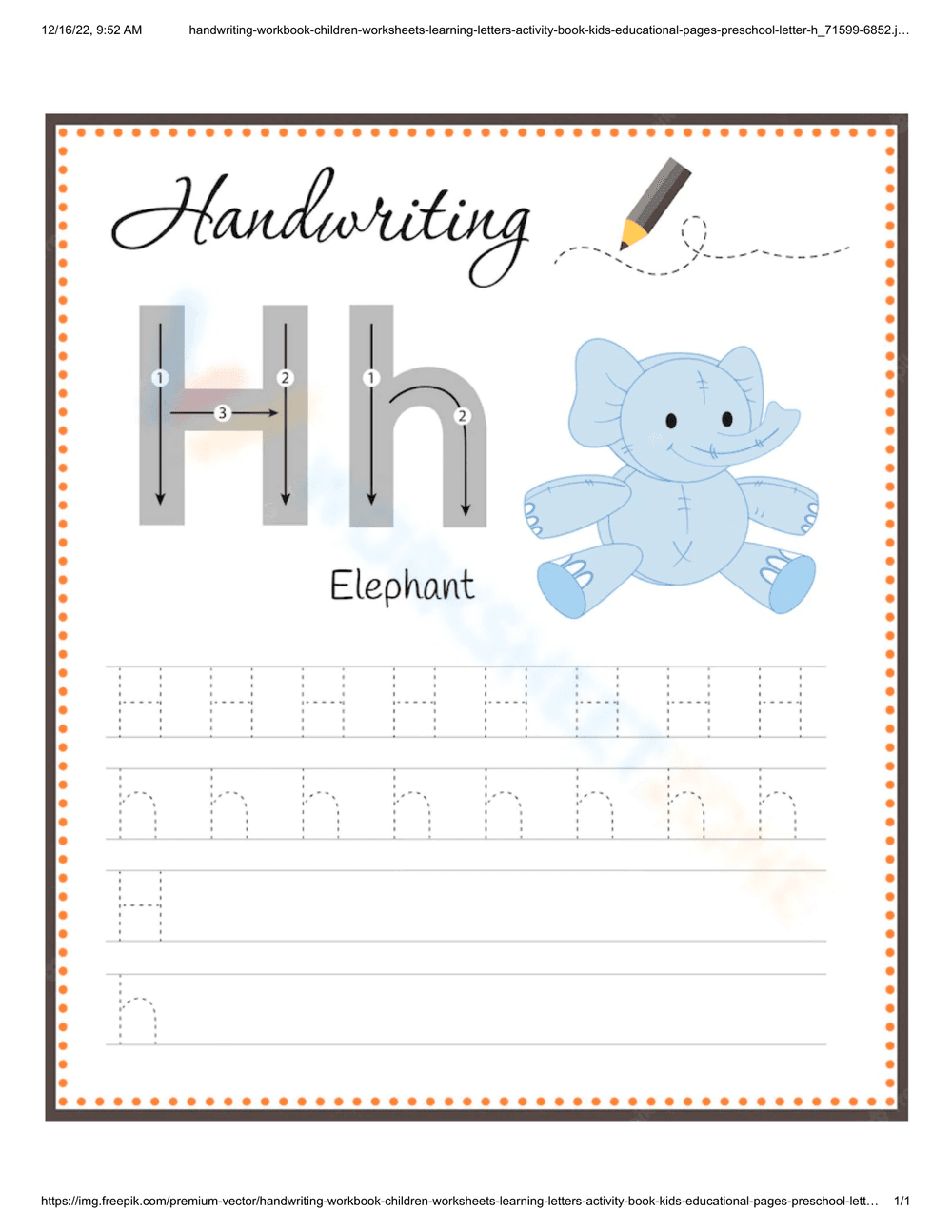 Letter H Practice - Page 1