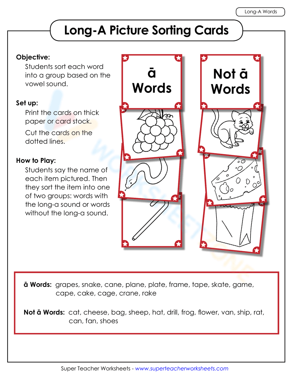 Sort Long A Pictures with This Worksheet - Page 1