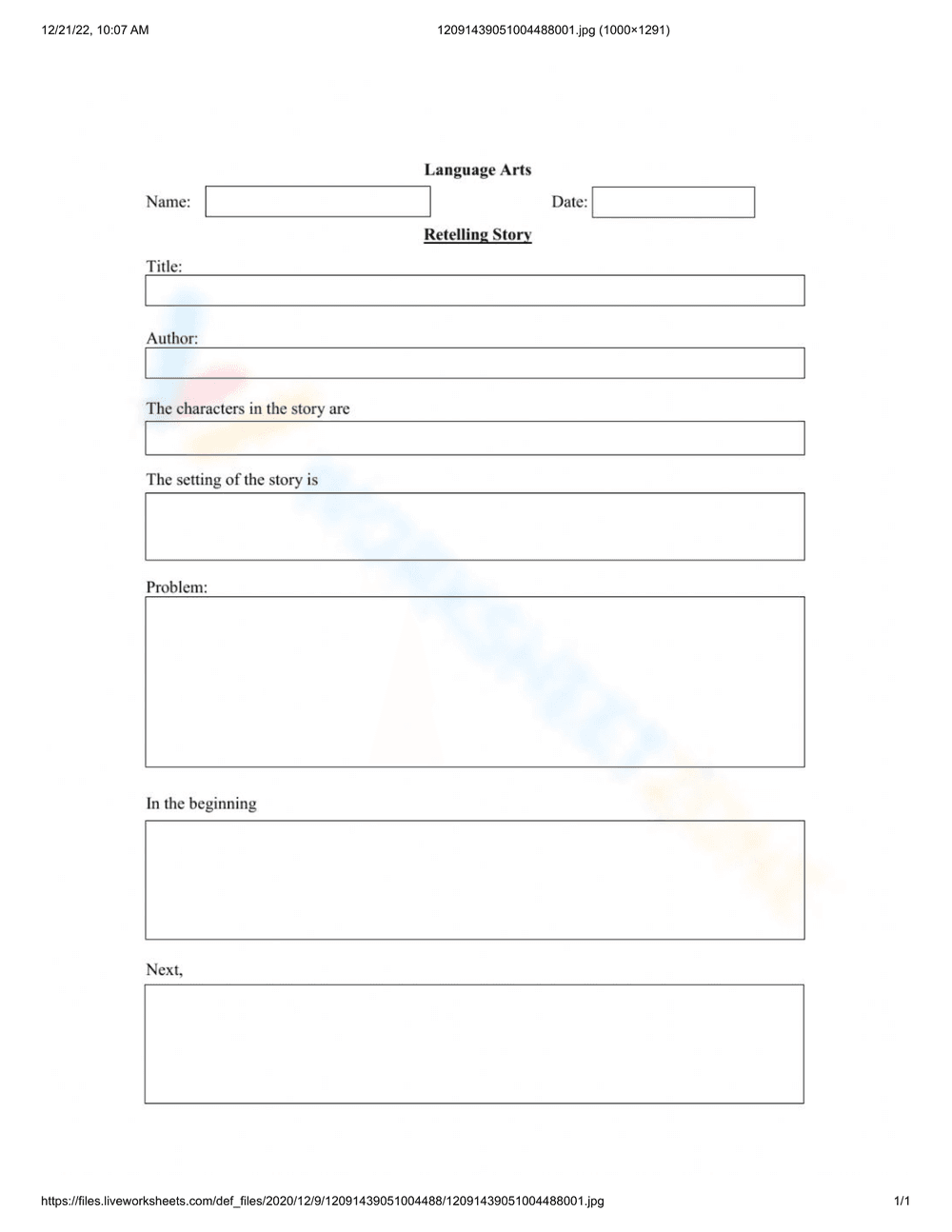 Engaging Story Retelling Worksheet for Kids - Page 1