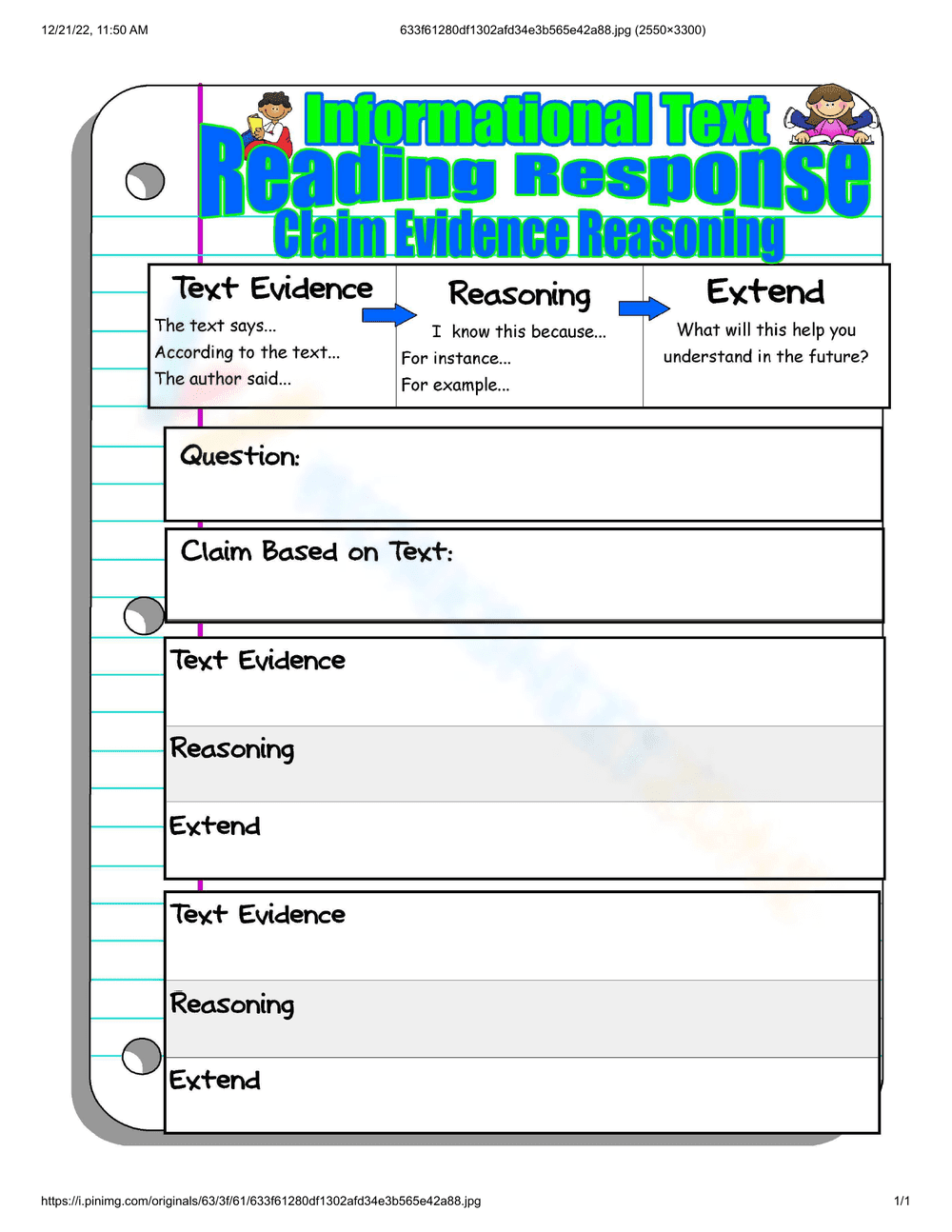 Information claim, evidence and reasoning - Page 1