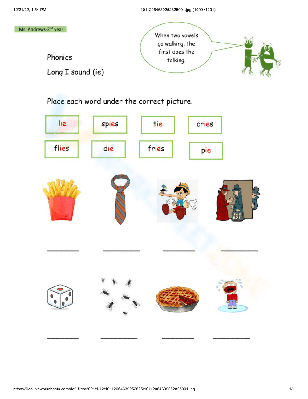 Mastering Long I Sounds with This Worksheet - Page 1