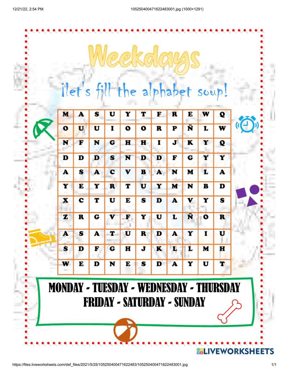 Find and Fill: Alphabet Soup Worksheet - Page 1