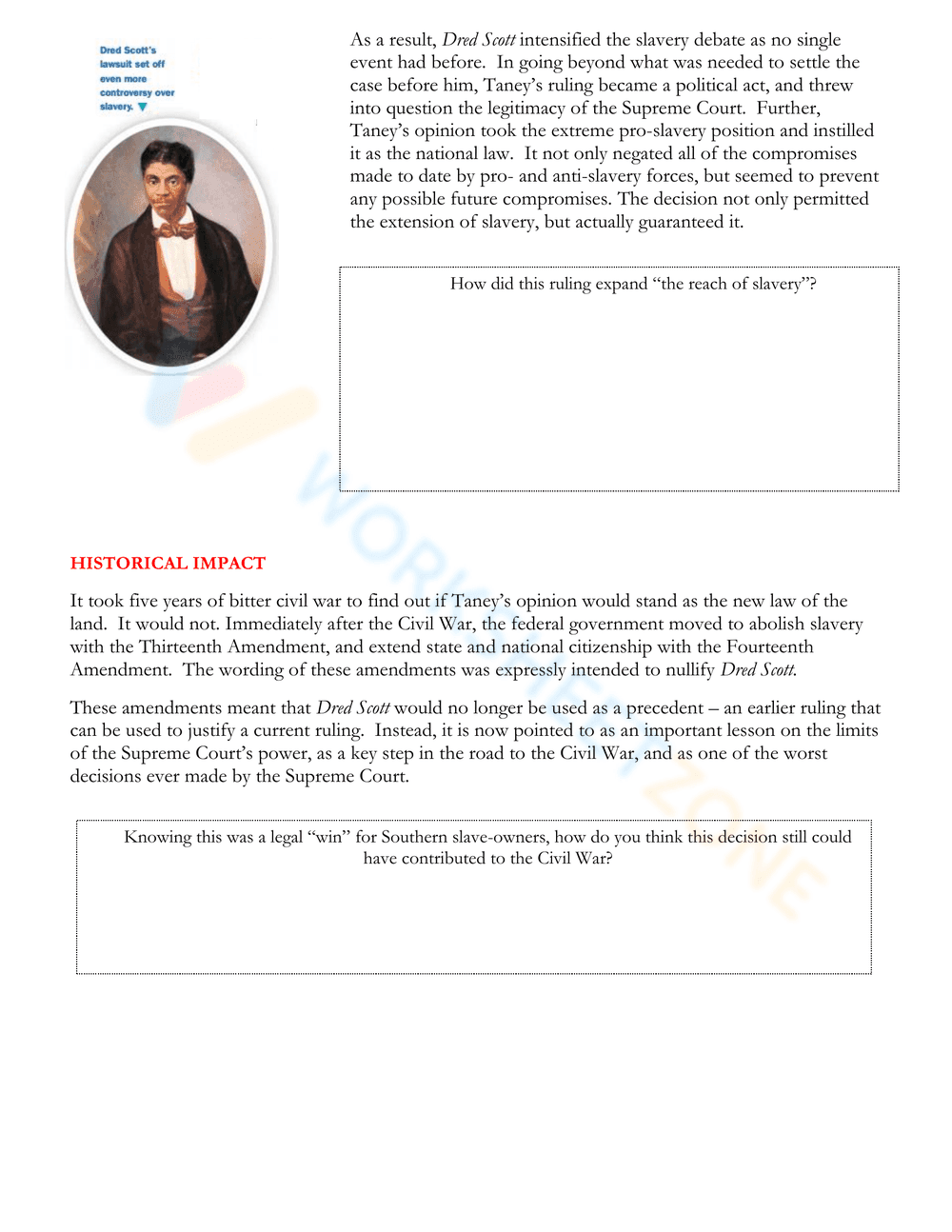 Dred Scott and Sandford (1857) Worksheet Analysis - Page 2