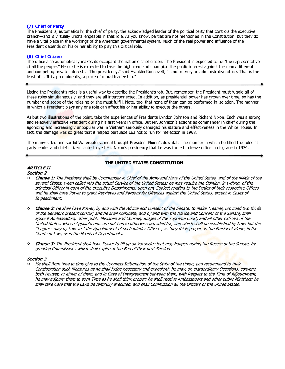 Roles of the President: Understanding Leadership - Page 2
